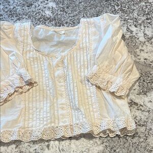 Christy Dawn Ghita Cream Eyelet Cotton Blouse